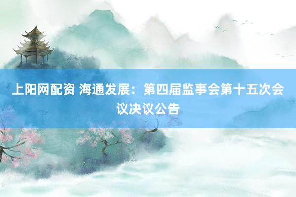 上阳网配资 海通发展：第四届监事会第十五次会议决议公告