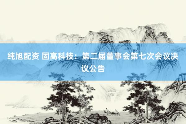 纯旭配资 固高科技：第二届董事会第七次会议决议公告
